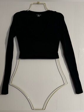 Out From Under Urban Outfitters Black Long Sleeve Ribbed Crop Top XS/S Soft Girl